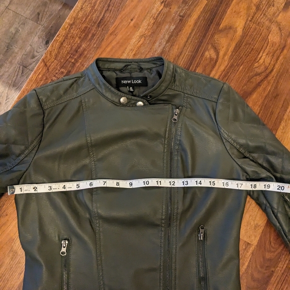 Vegan Leather Olive Green Moto jacket size M - Picture 10 of 12